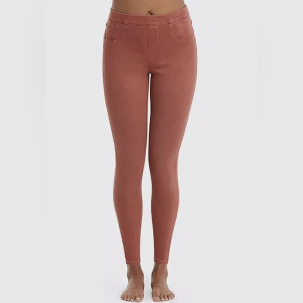 Spanx Jean-Ish‎ Ankle Leggings 20018R Womens XL Pull On Jegging Pink/Red Stretch